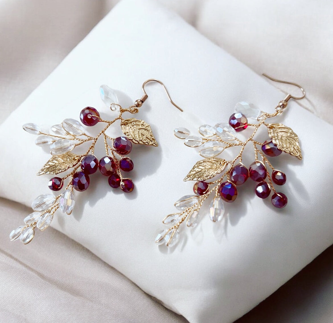 Wine Red Crystal Earrings
