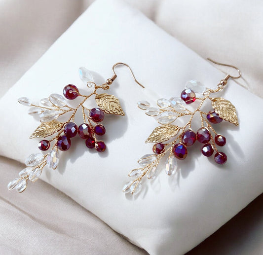 Wine Red Crystal Earrings