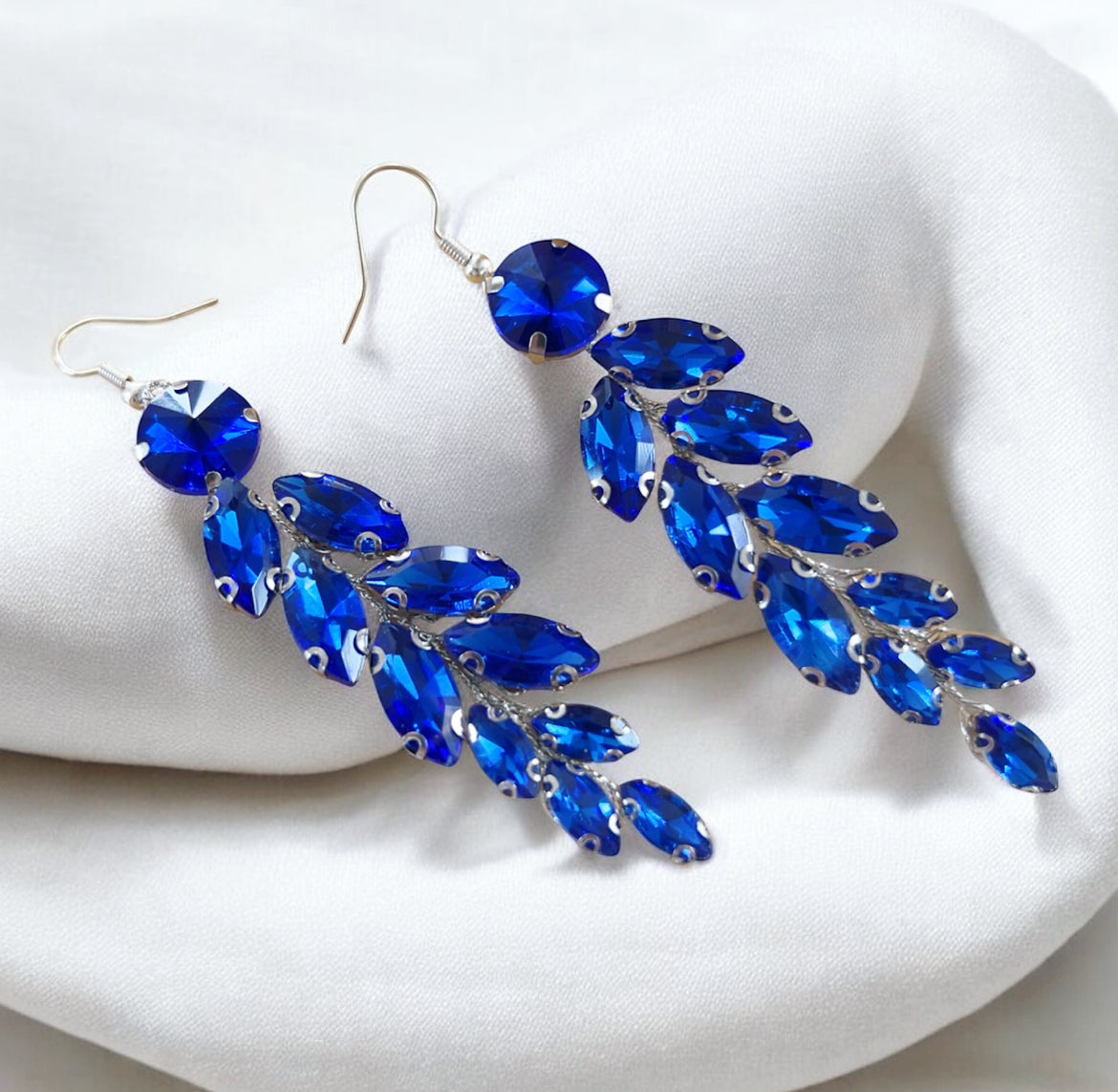 Blue Crystal Statement Earrings