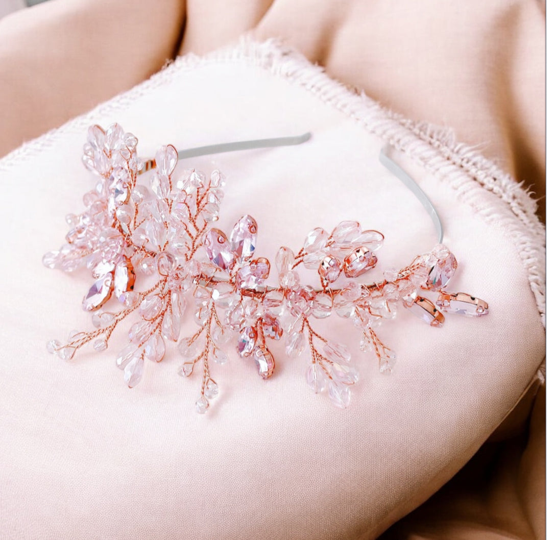 Pink crystal occasion headband