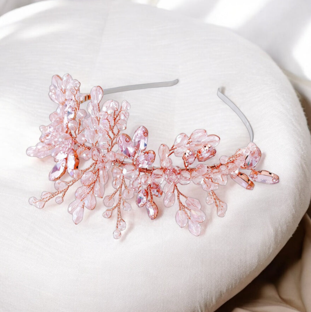 Pink crystal occasion headband