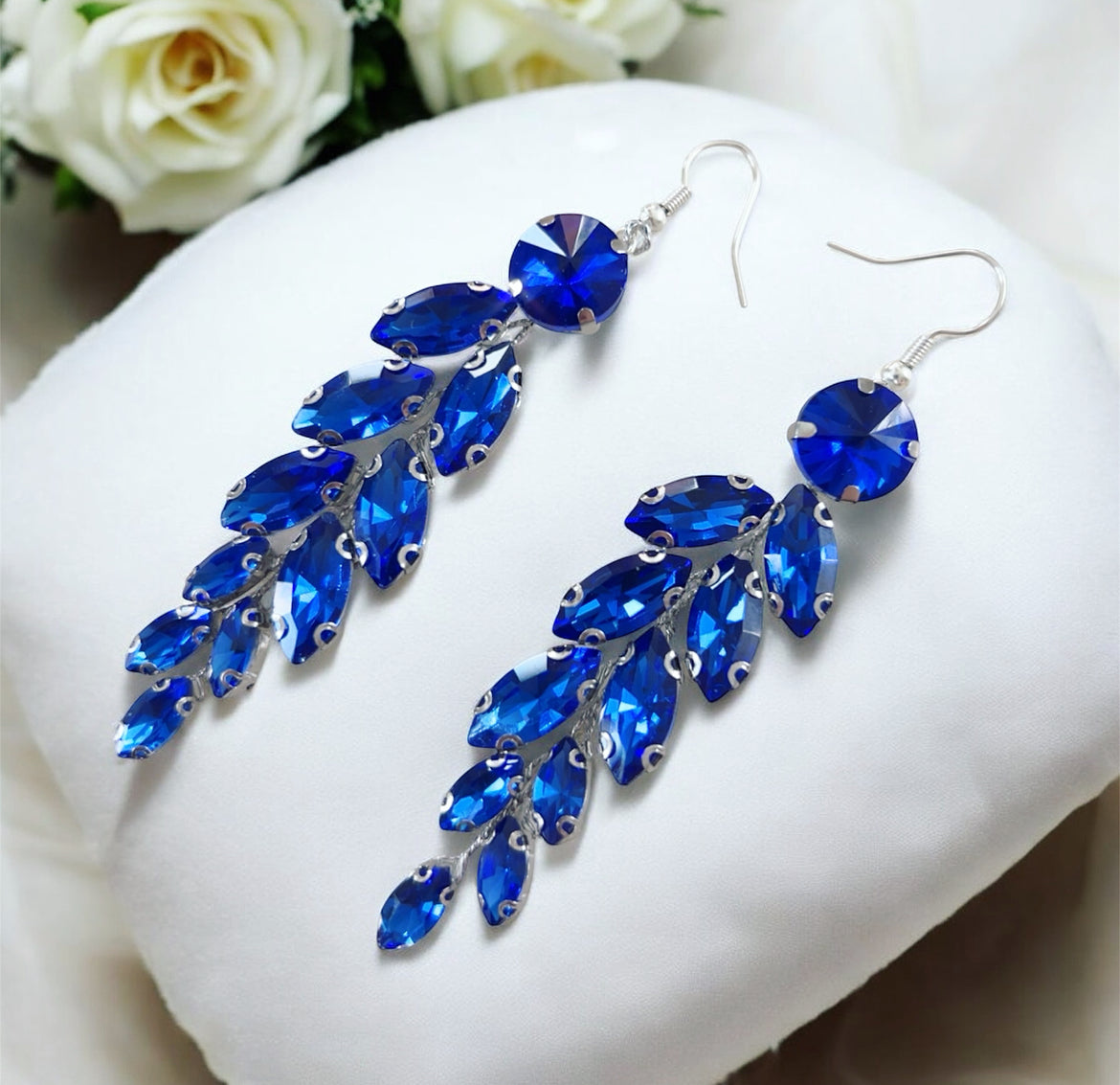 Blue Crystal Statement Earrings