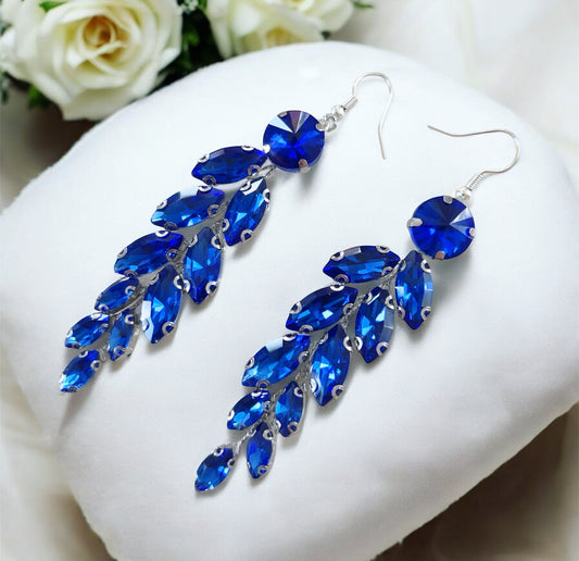 Blue Crystal Statement Earrings