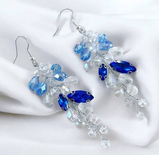Blue and Clear Crystal Earrings