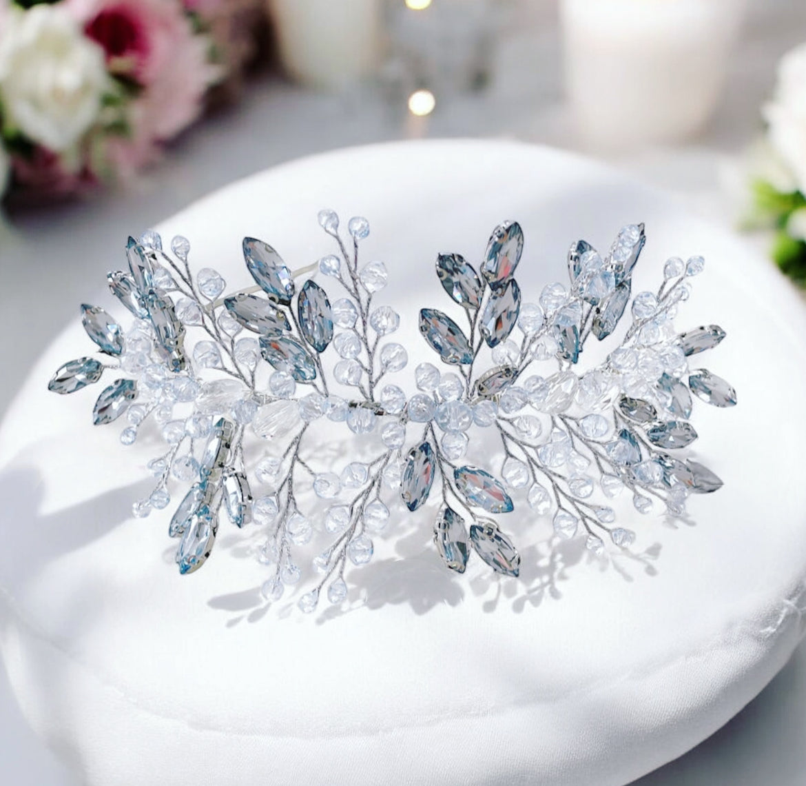 Pale blue crystal bridal tiara