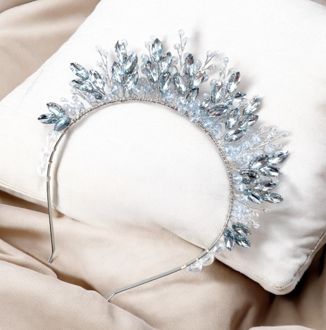 Pale blue bridal crown