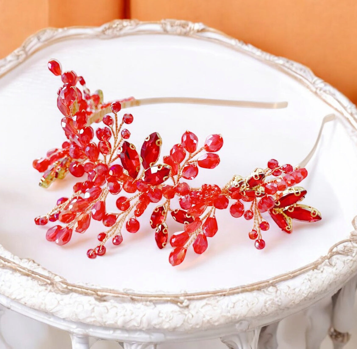 Red crystal bridal and occasion headband