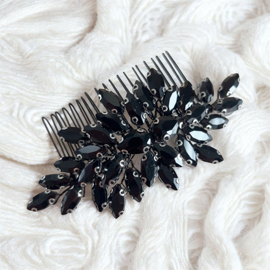 Elegant Black Crystal Hair Comb