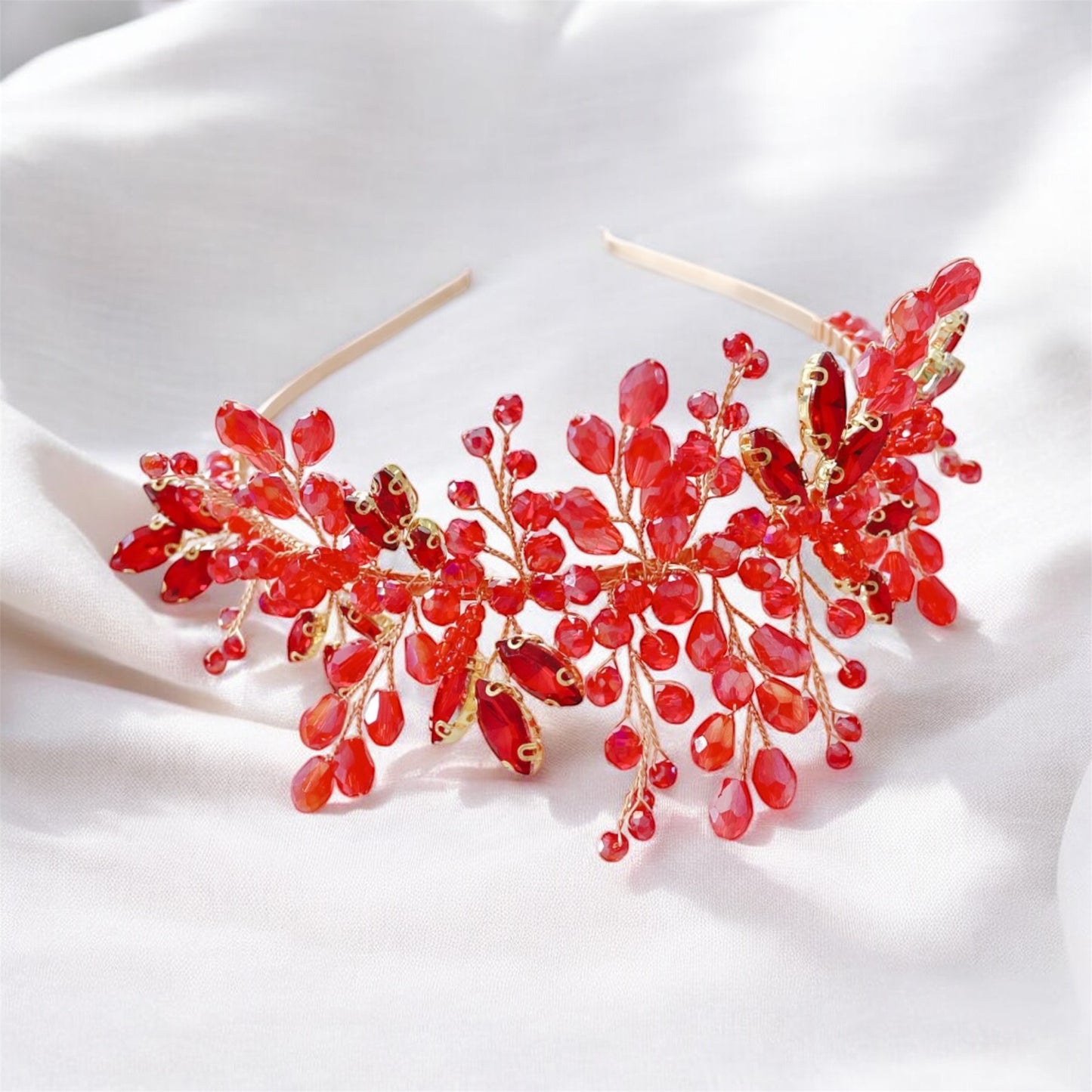 Red crystal bridal and occasion headband