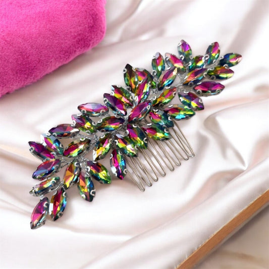 Enya rainbow crystal hair comb