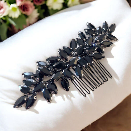 Enya black crystal hair comb