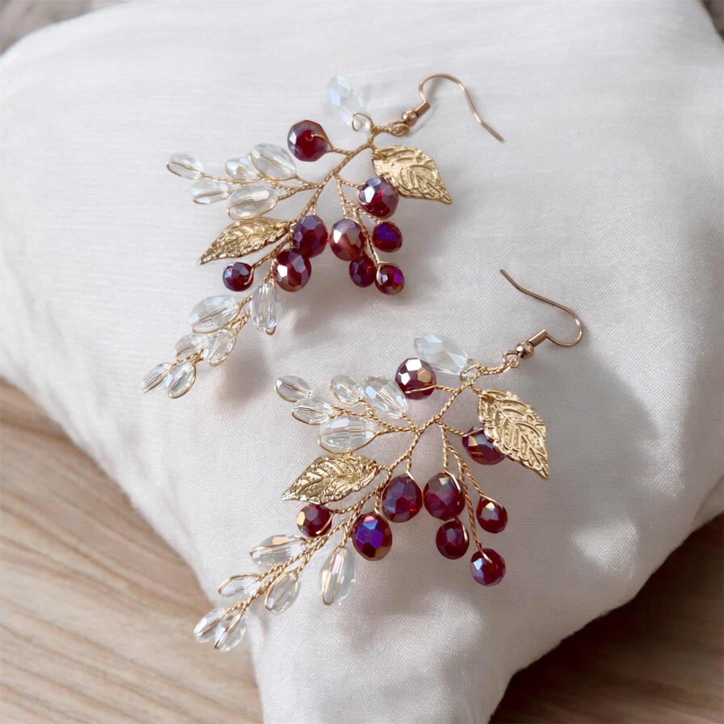 Wine Red Crystal Earrings