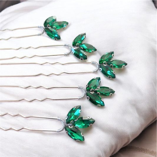 Emerald Green Hair Pin Set