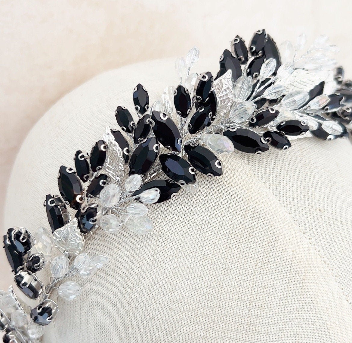 Black Bridal headpiece - Petal & Pearl