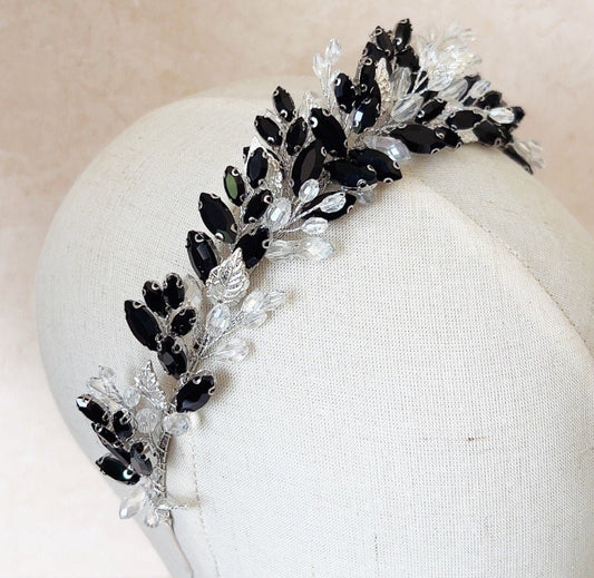 Black Bridal headpiece - Petal & Pearl