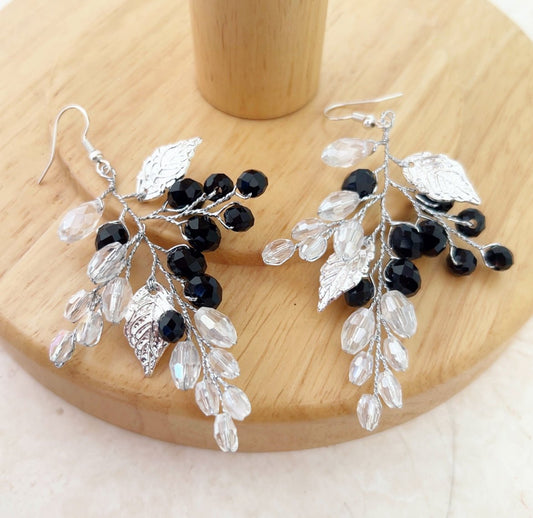 Black Crystal Earrings - Petal & Pearl