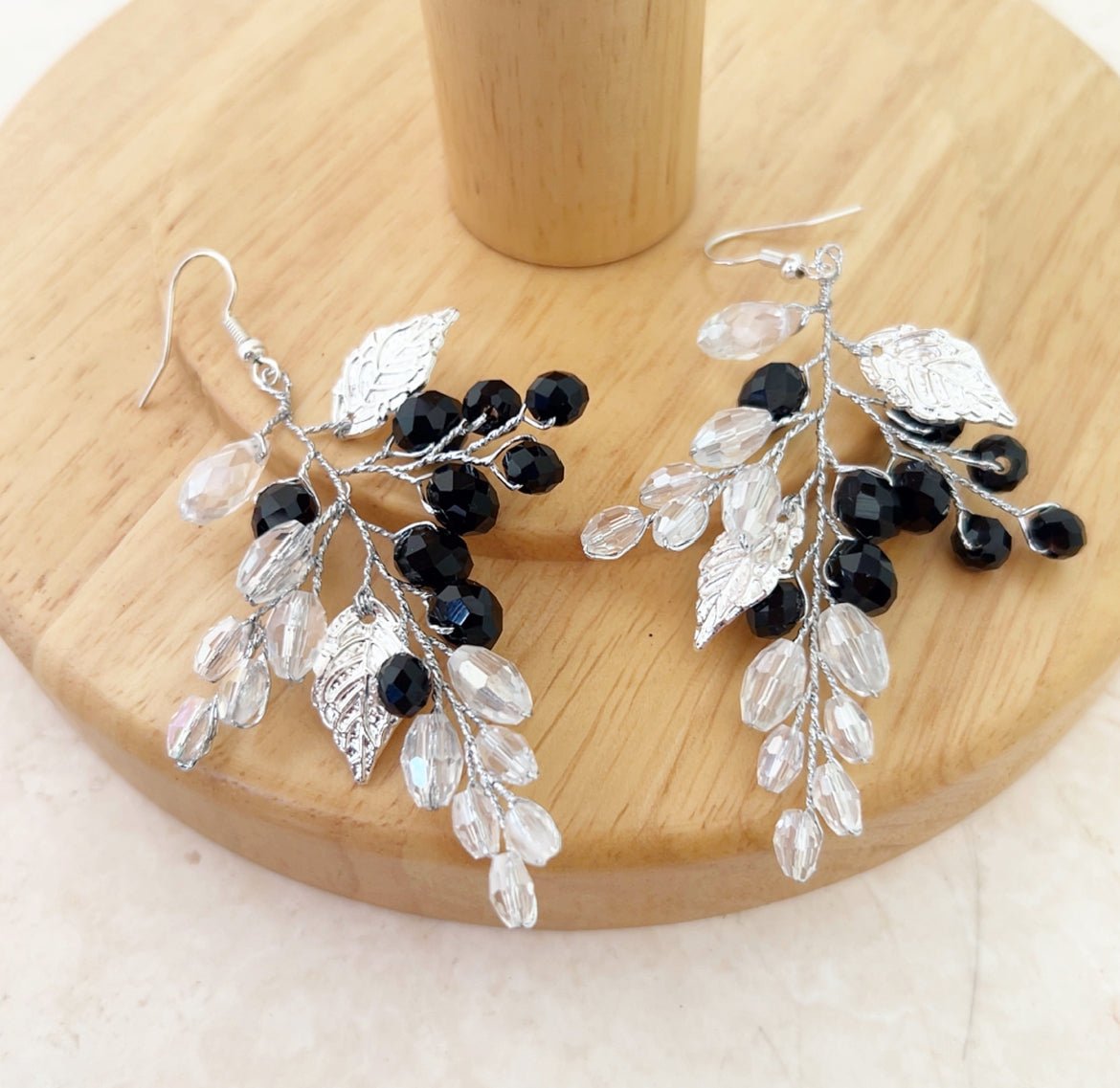 Black Crystal Earrings - Petal & Pearl