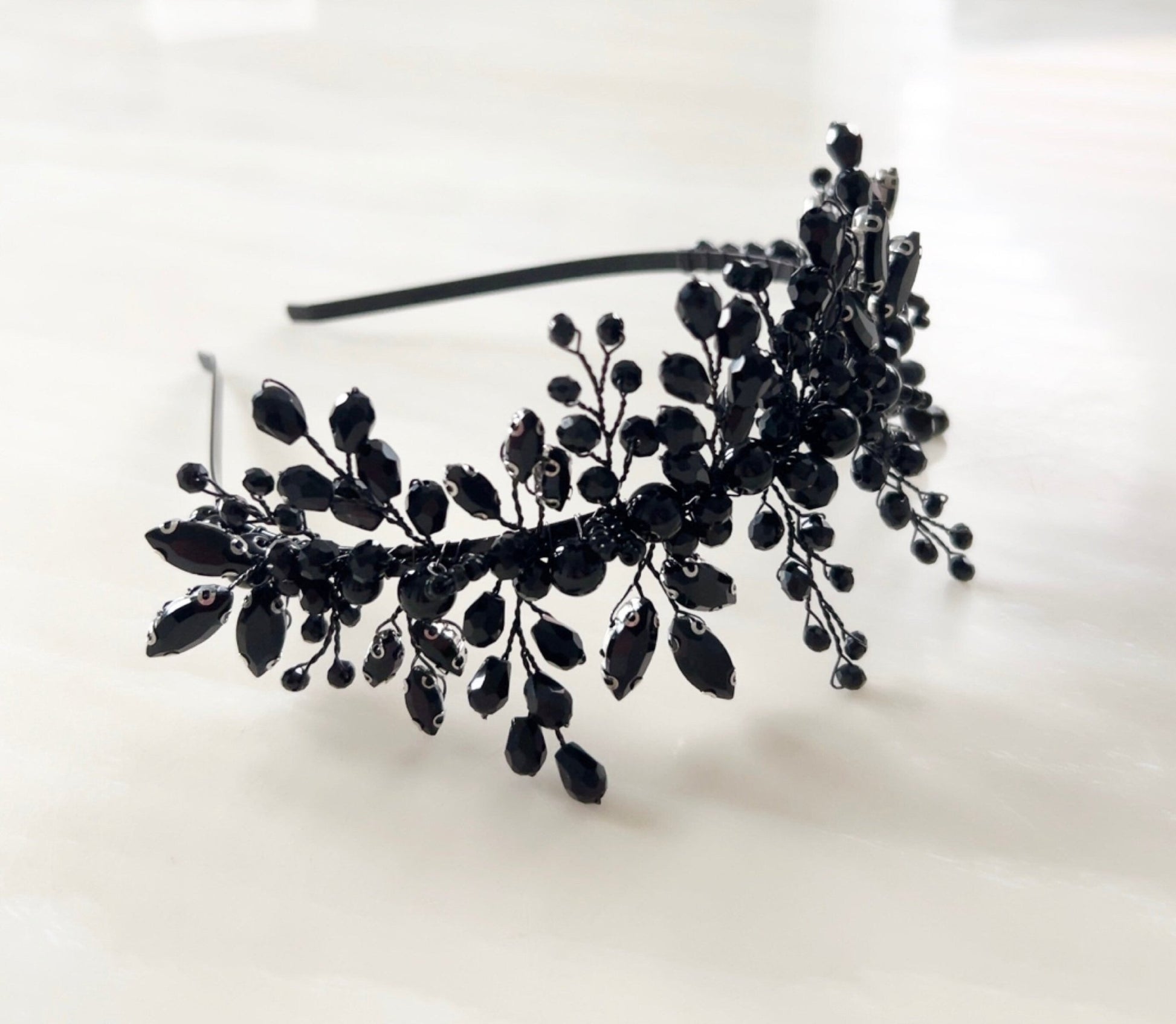 Black crystal tiara - Petal & Pearl