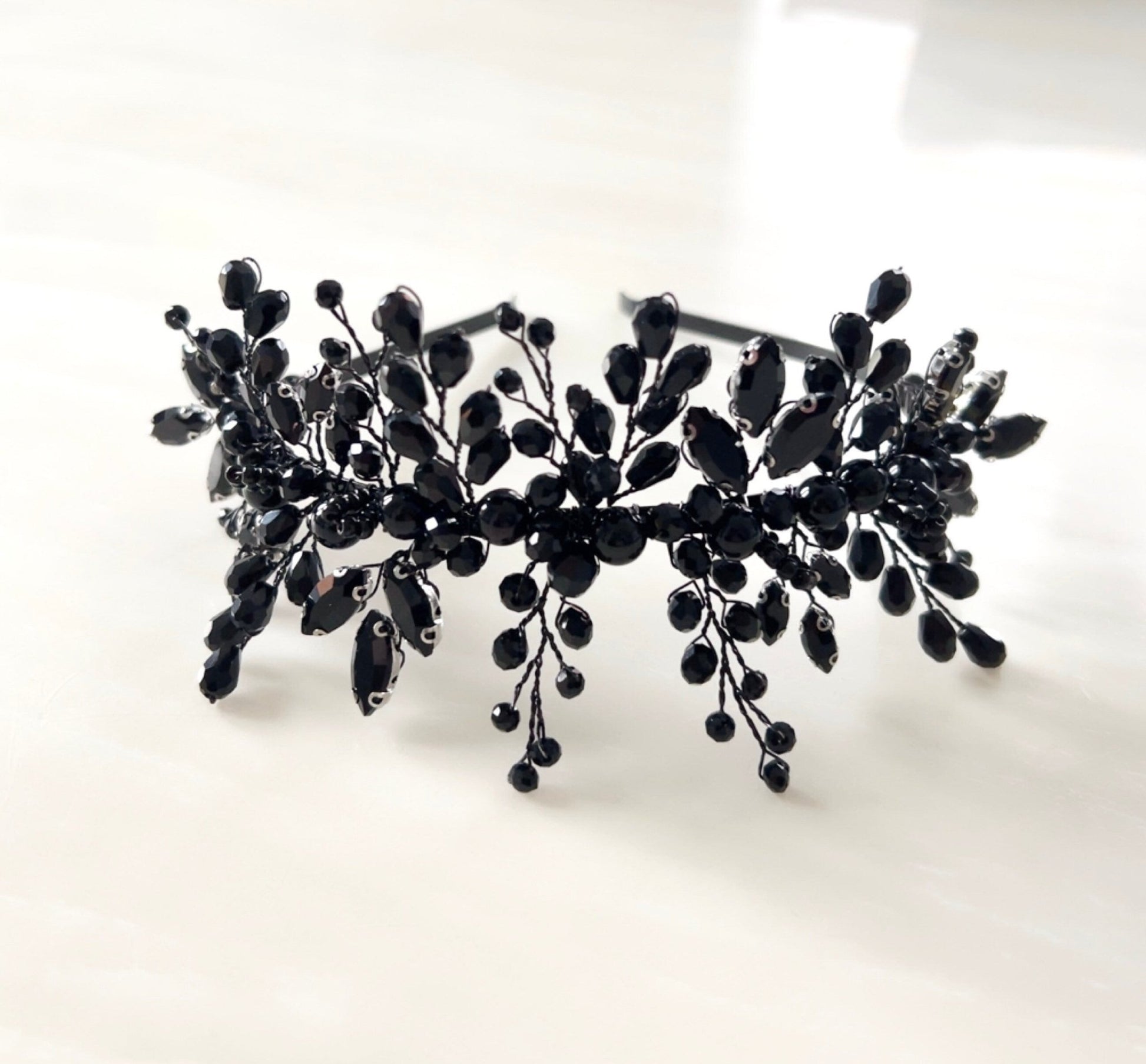 Black crystal tiara - Petal & Pearl