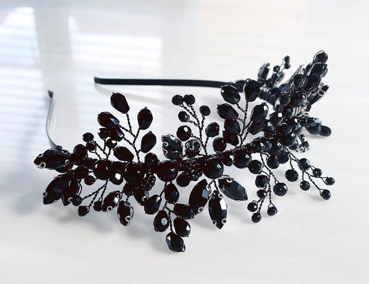 Black crystal tiara - Petal & Pearl