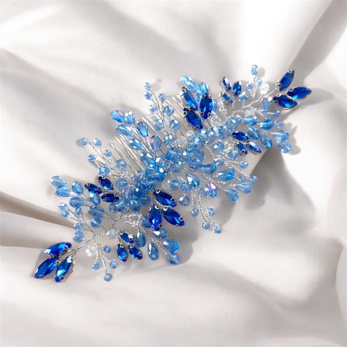 Blue bridal hair comb - Petal & Pearl