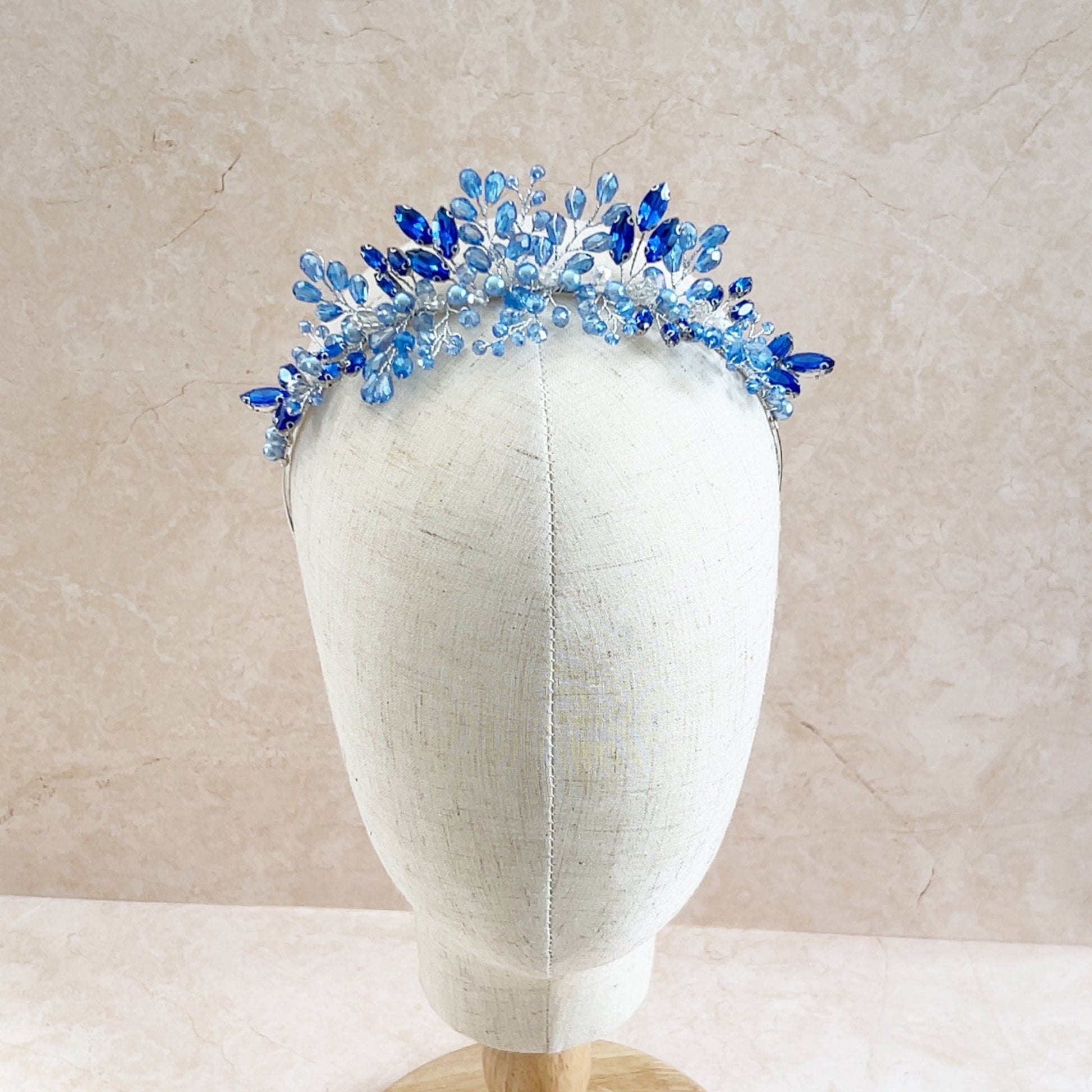 Blue crystal bridal tiara - Petal & Pearl