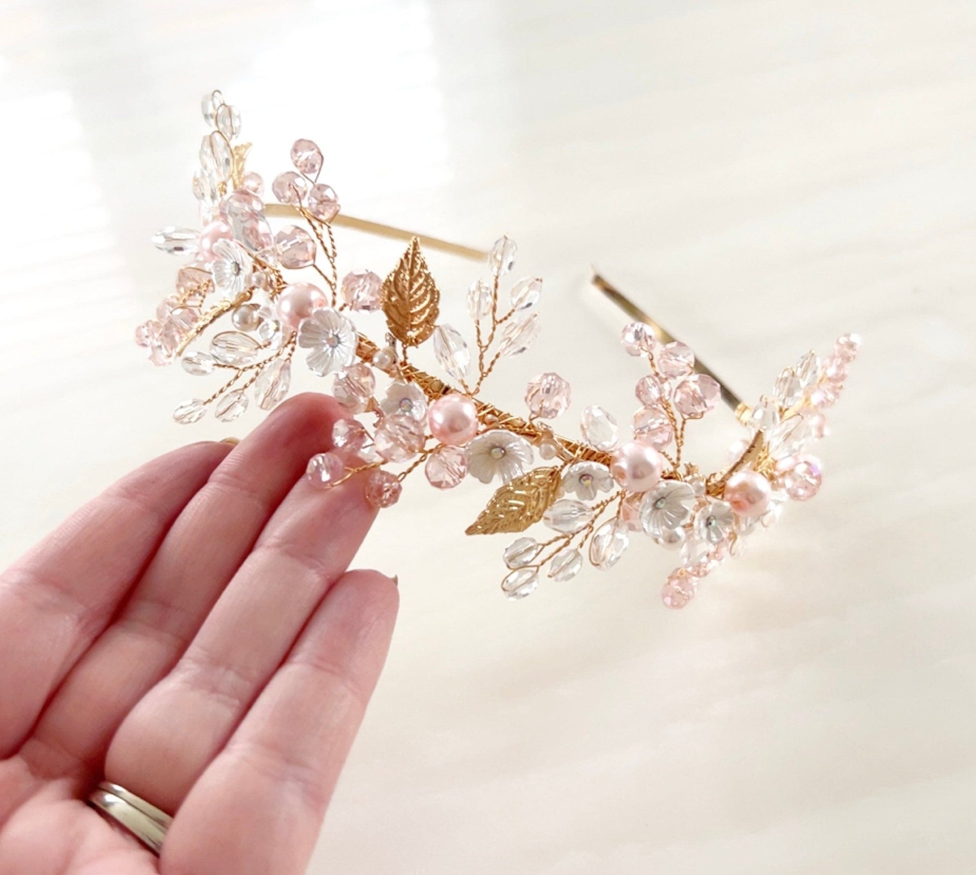 blush pink boho headband - Petal & Pearl