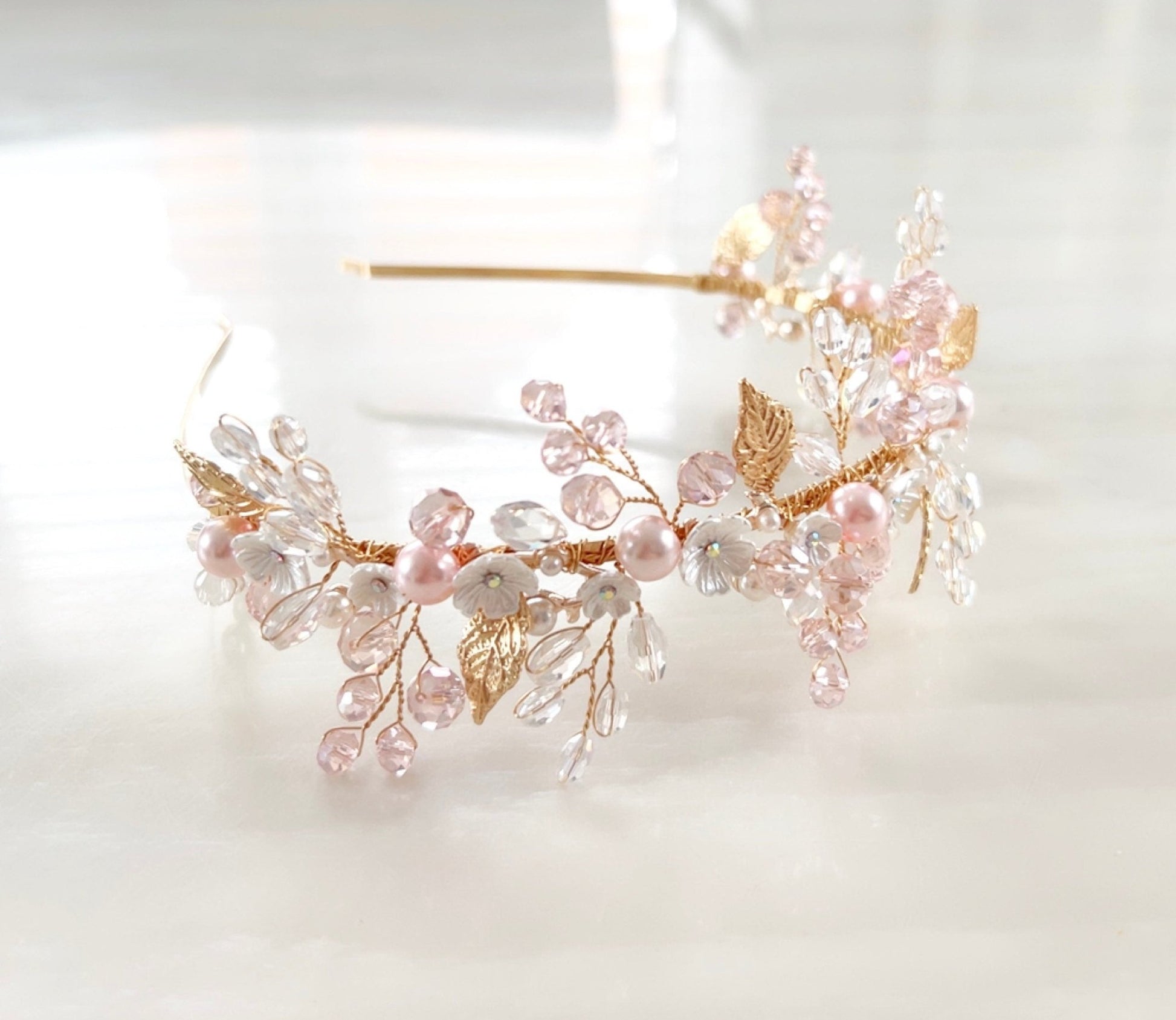 blush pink boho headband - Petal & Pearl