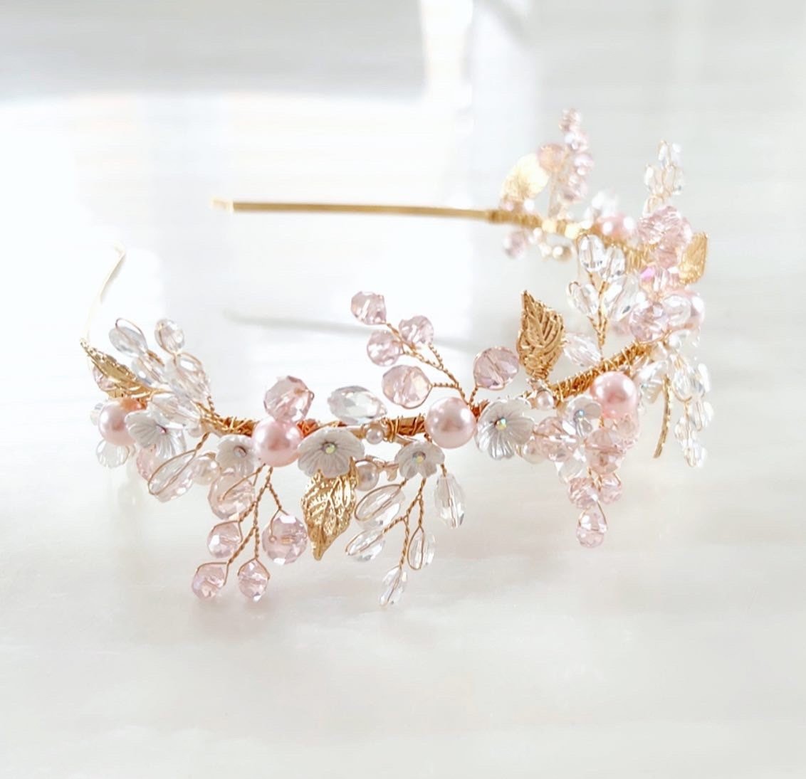 blush pink boho headband - Petal & Pearl