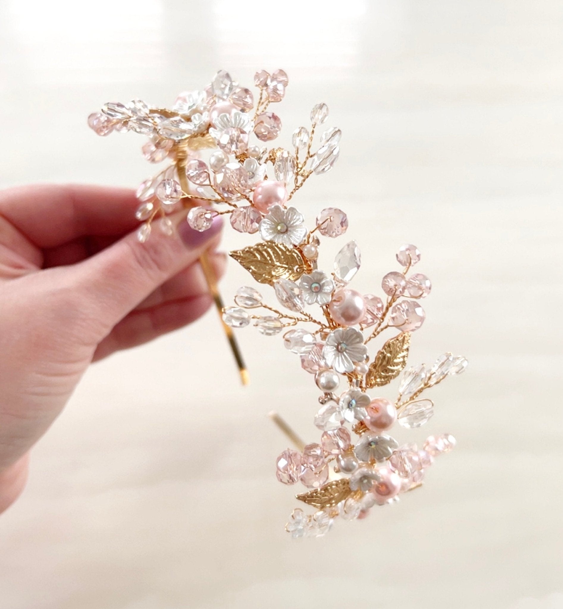 blush pink boho headband - Petal & Pearl