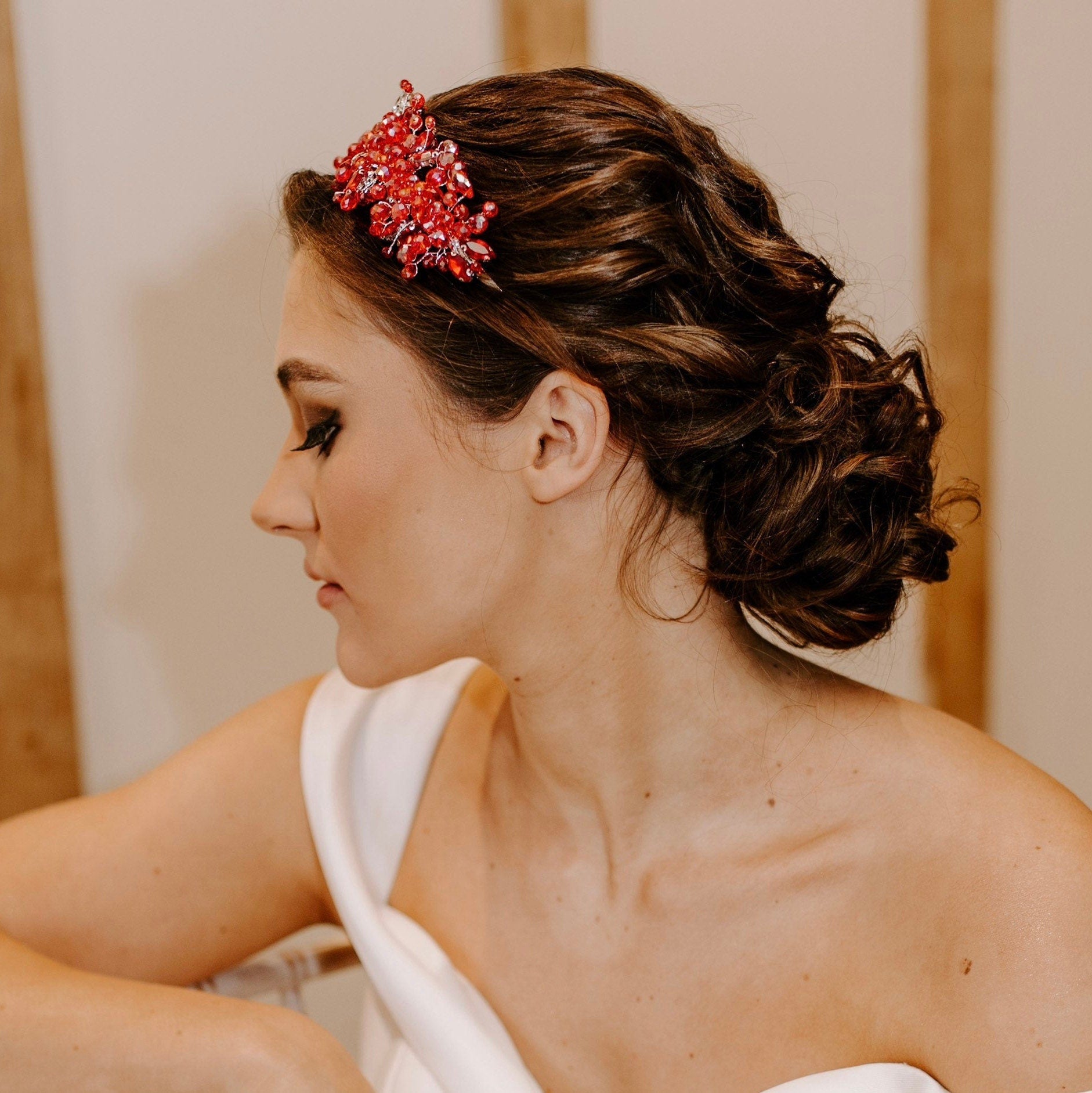 Bright red crystal headband - Petal & Pearl