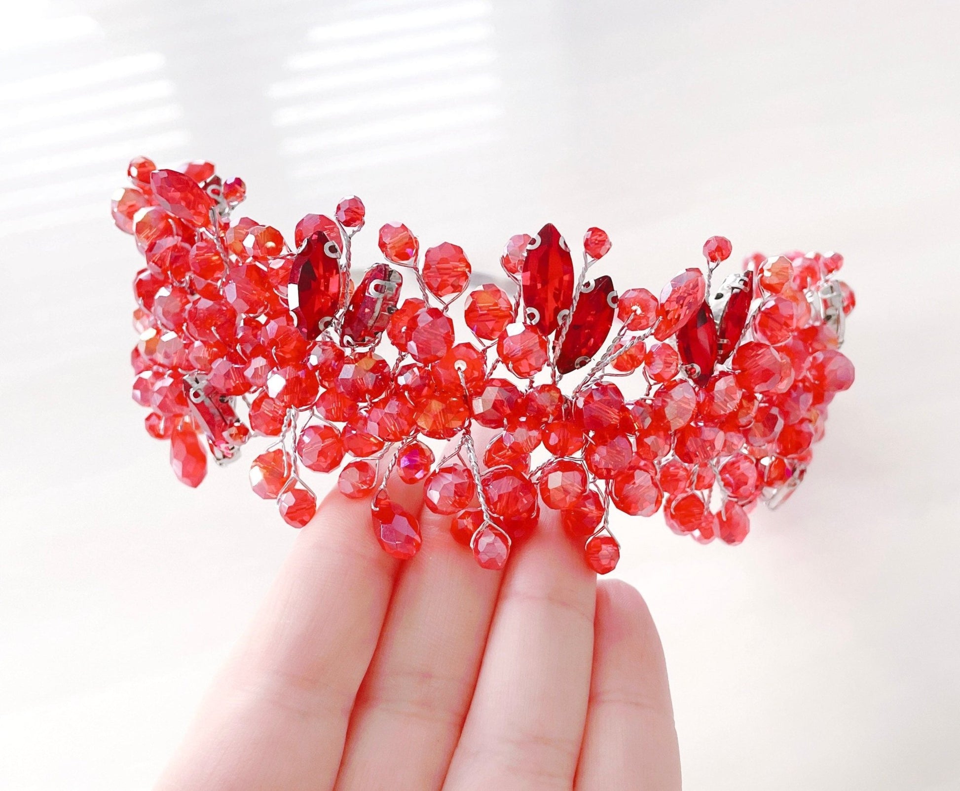 Bright red crystal headband - Petal & Pearl