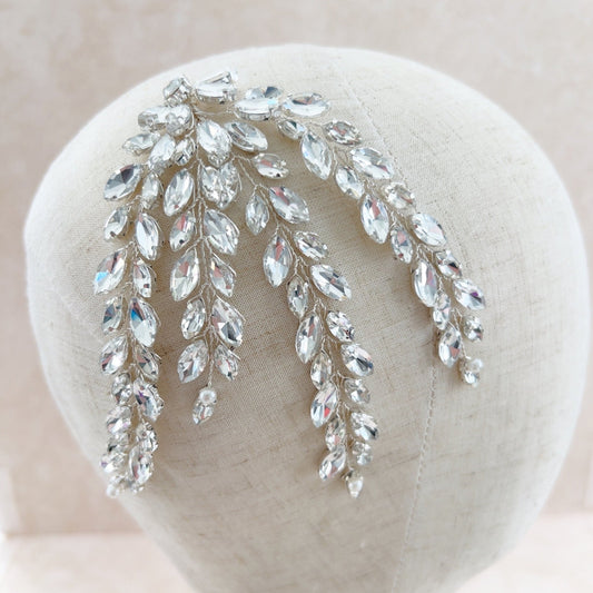 Crystal leaf bridal headpiece - Petal & Pearl