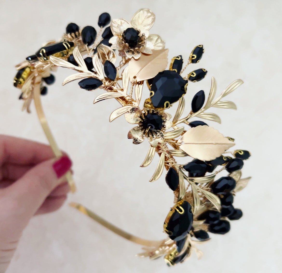 Dark fairytale inspired bridal crown - Petal & Pearl