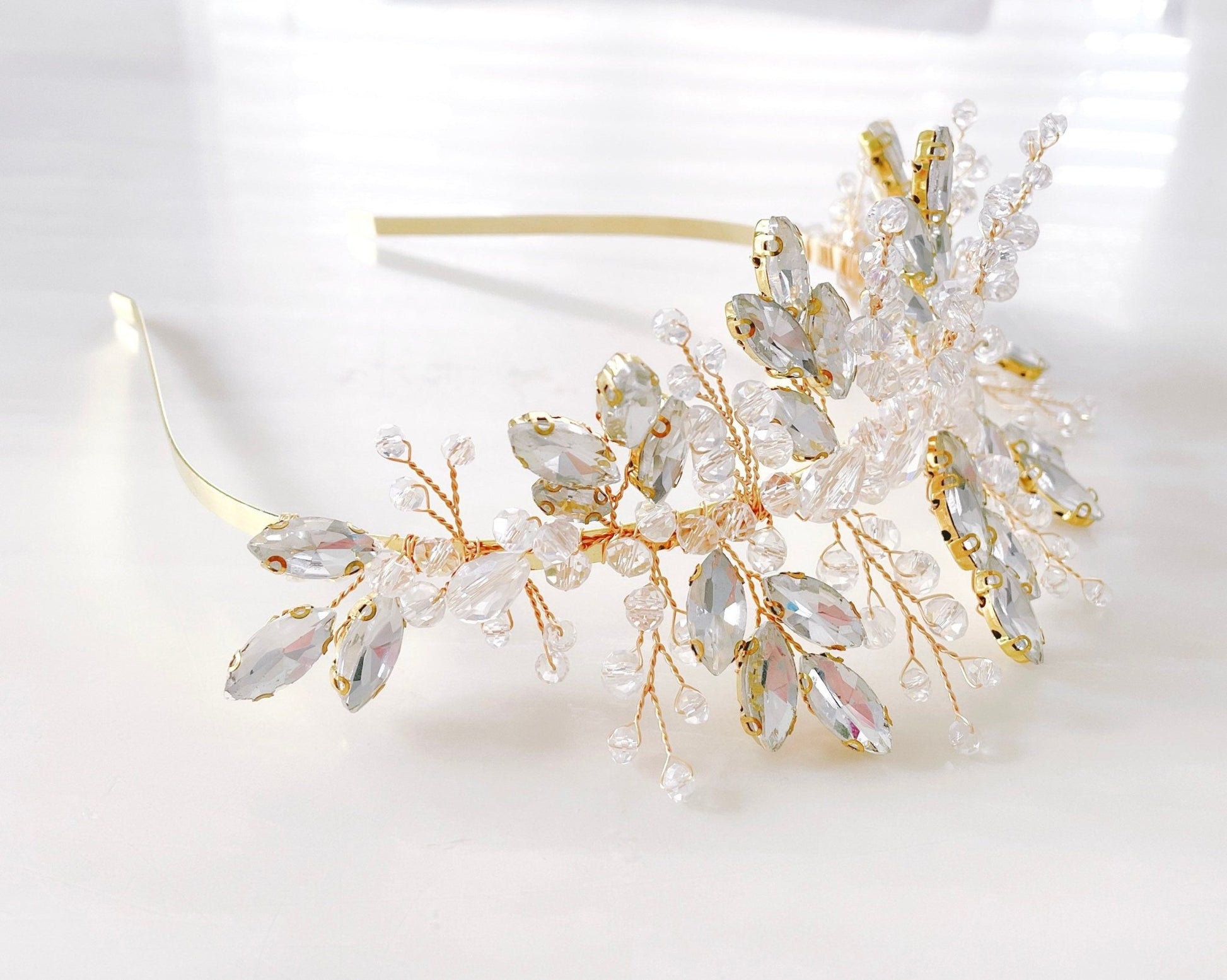 Elegant Gold crystal hair vine - Petal & Pearl