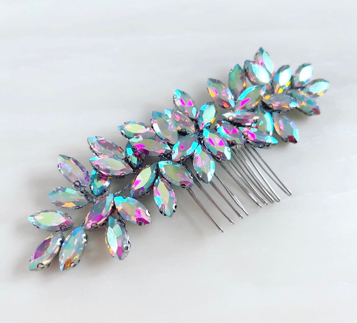 Enya AB crystal hair comb - Petal & Pearl