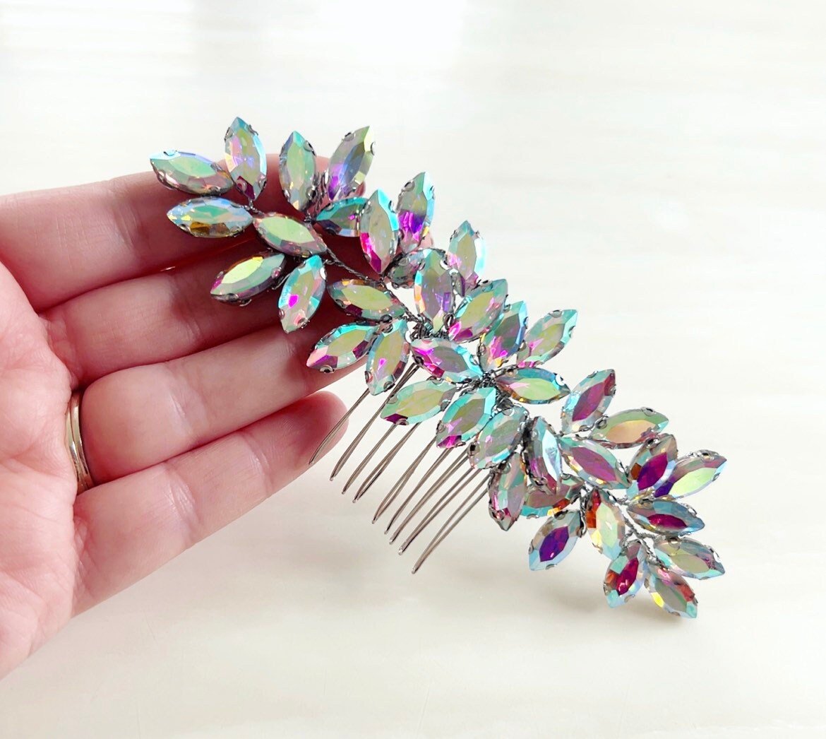 Enya AB crystal hair comb - Petal & Pearl