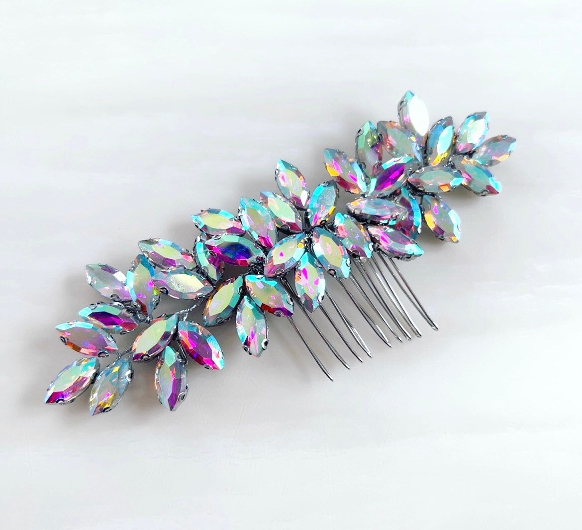Enya AB crystal hair comb - Petal & Pearl