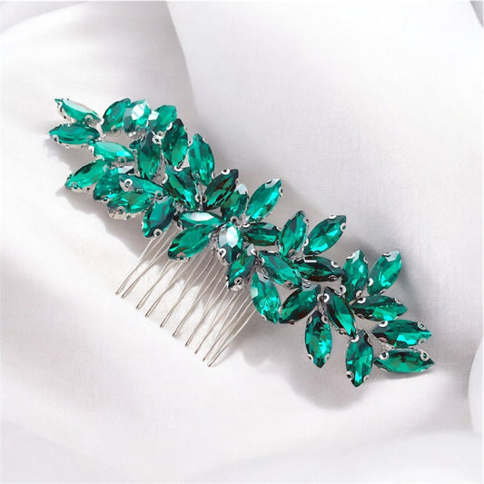 Enya Emerald green hair comb - Petal & Pearl