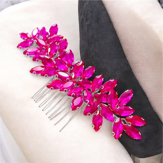 Enya hot pink hair comb - Petal & Pearl