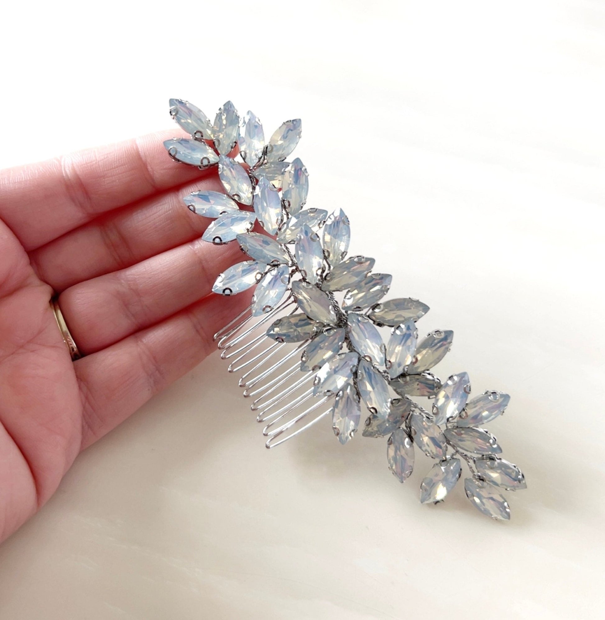 Enya opal coloured crystal hair comb - Petal & Pearl