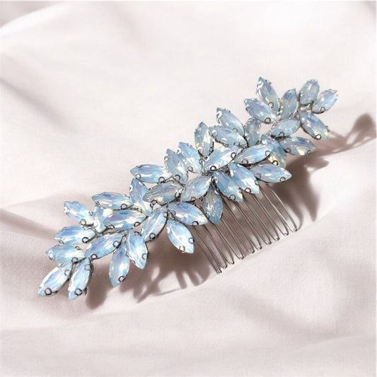 Enya opal coloured crystal hair comb - Petal & Pearl