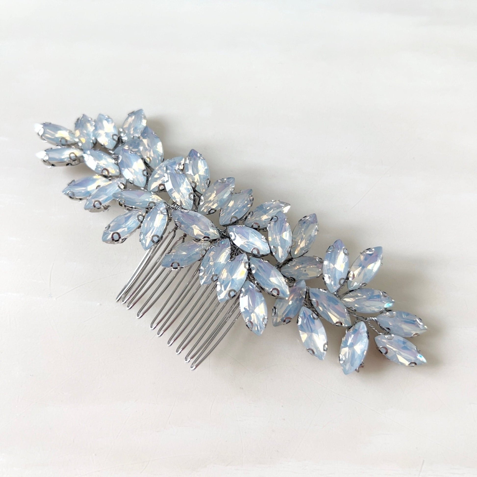 Enya opal coloured crystal hair comb - Petal & Pearl