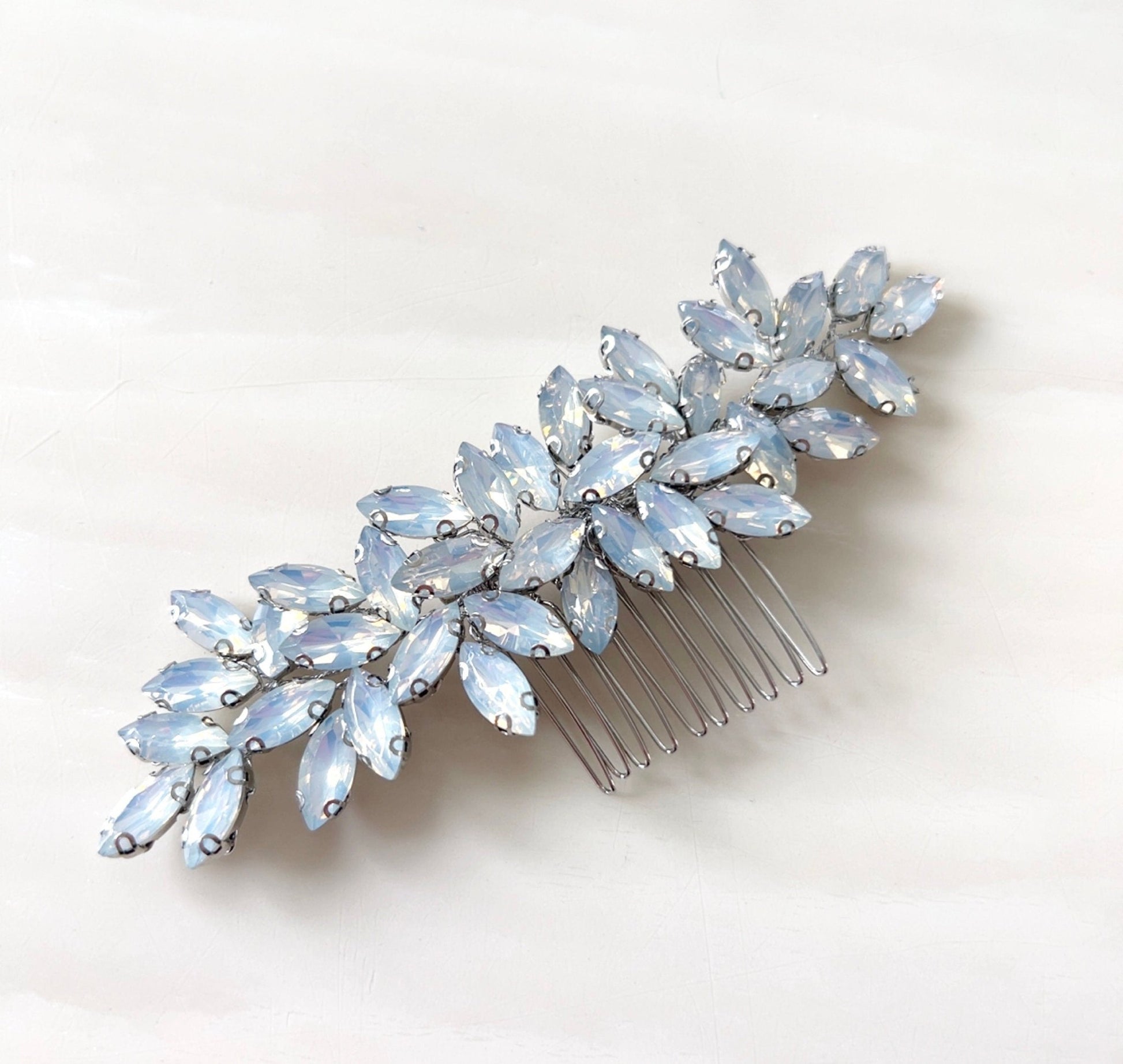 Enya opal coloured crystal hair comb - Petal & Pearl