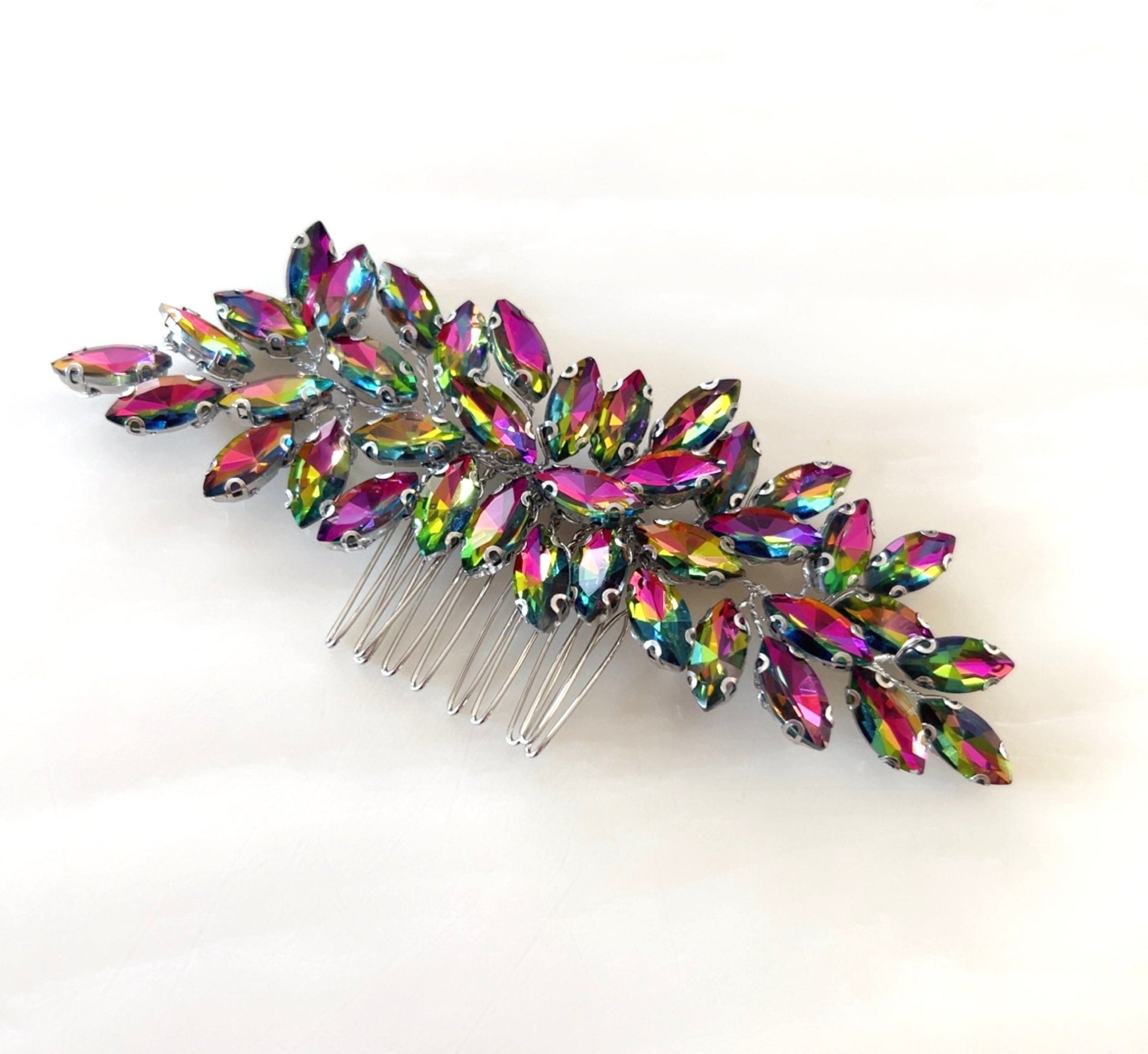 Enya rainbow crystal hair comb - Petal & Pearl
