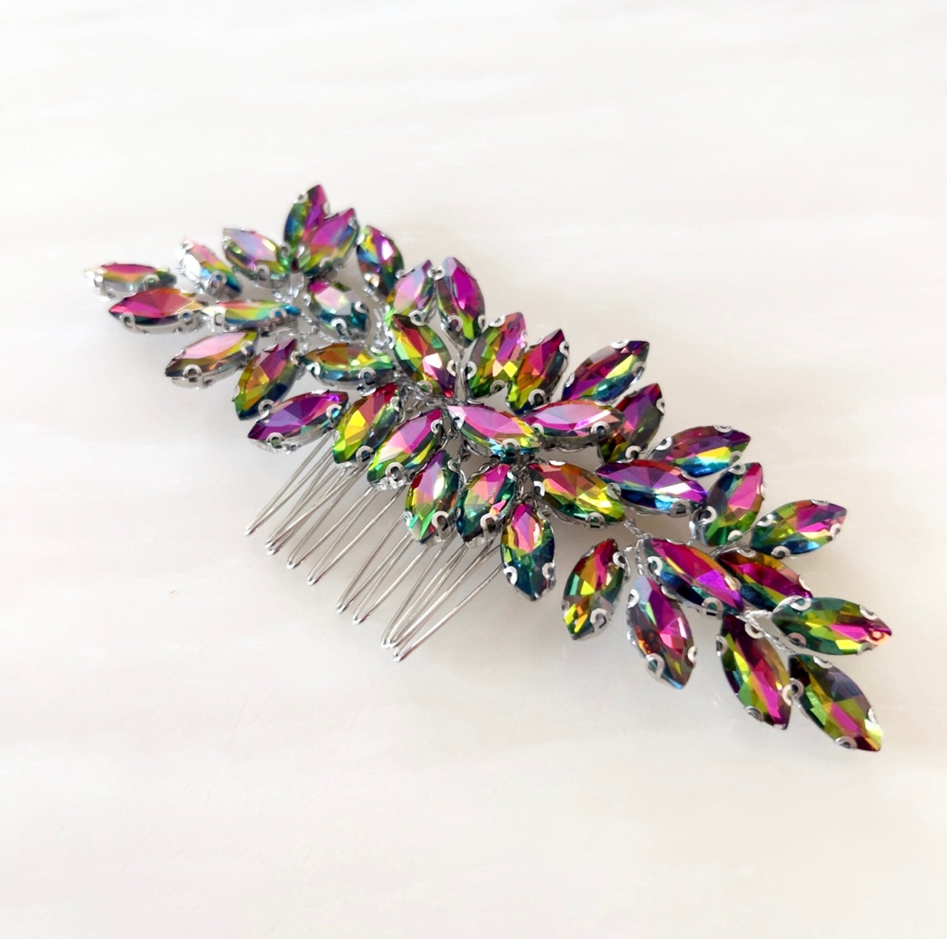 Enya rainbow crystal hair comb - Petal & Pearl