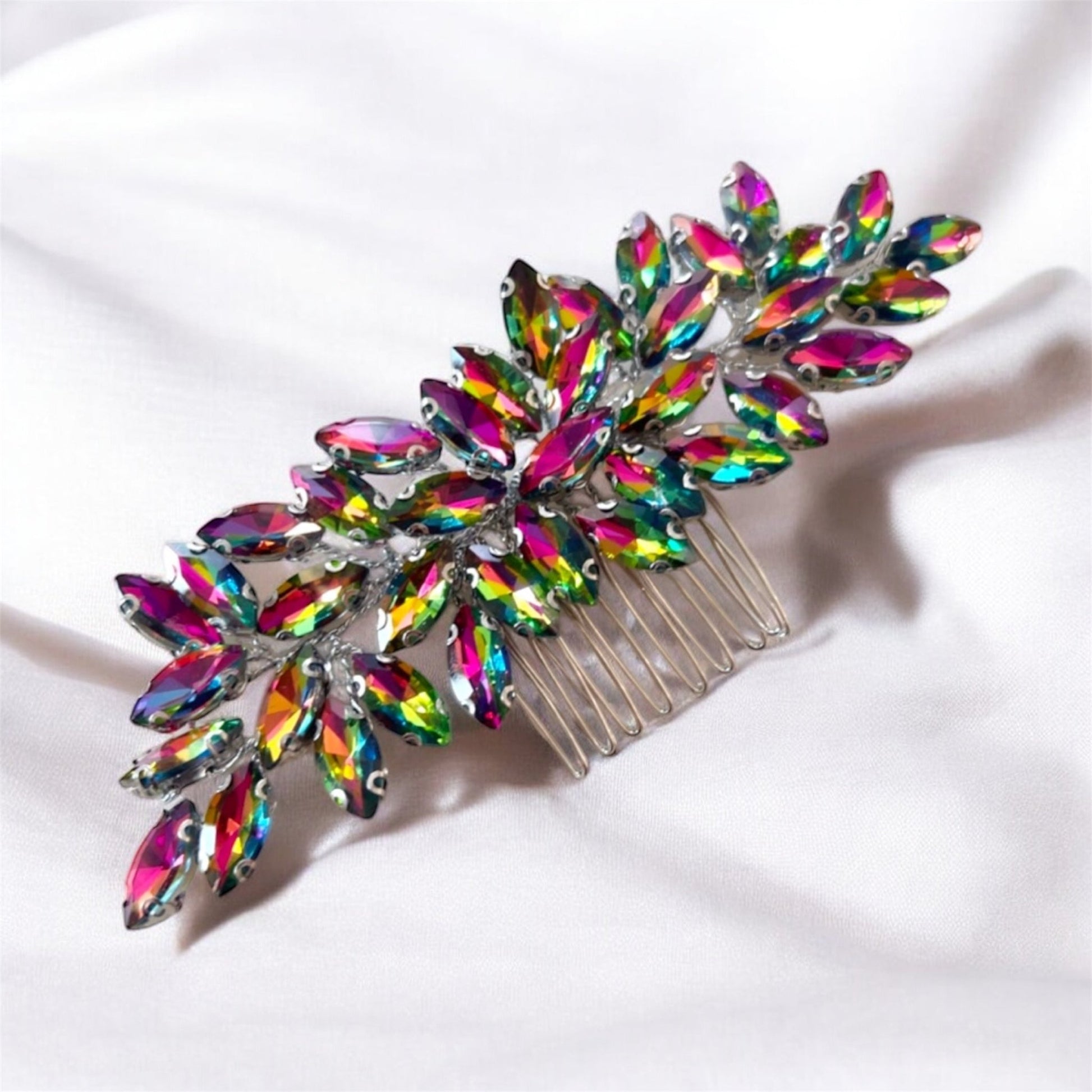 Enya rainbow crystal hair comb - Petal & Pearl