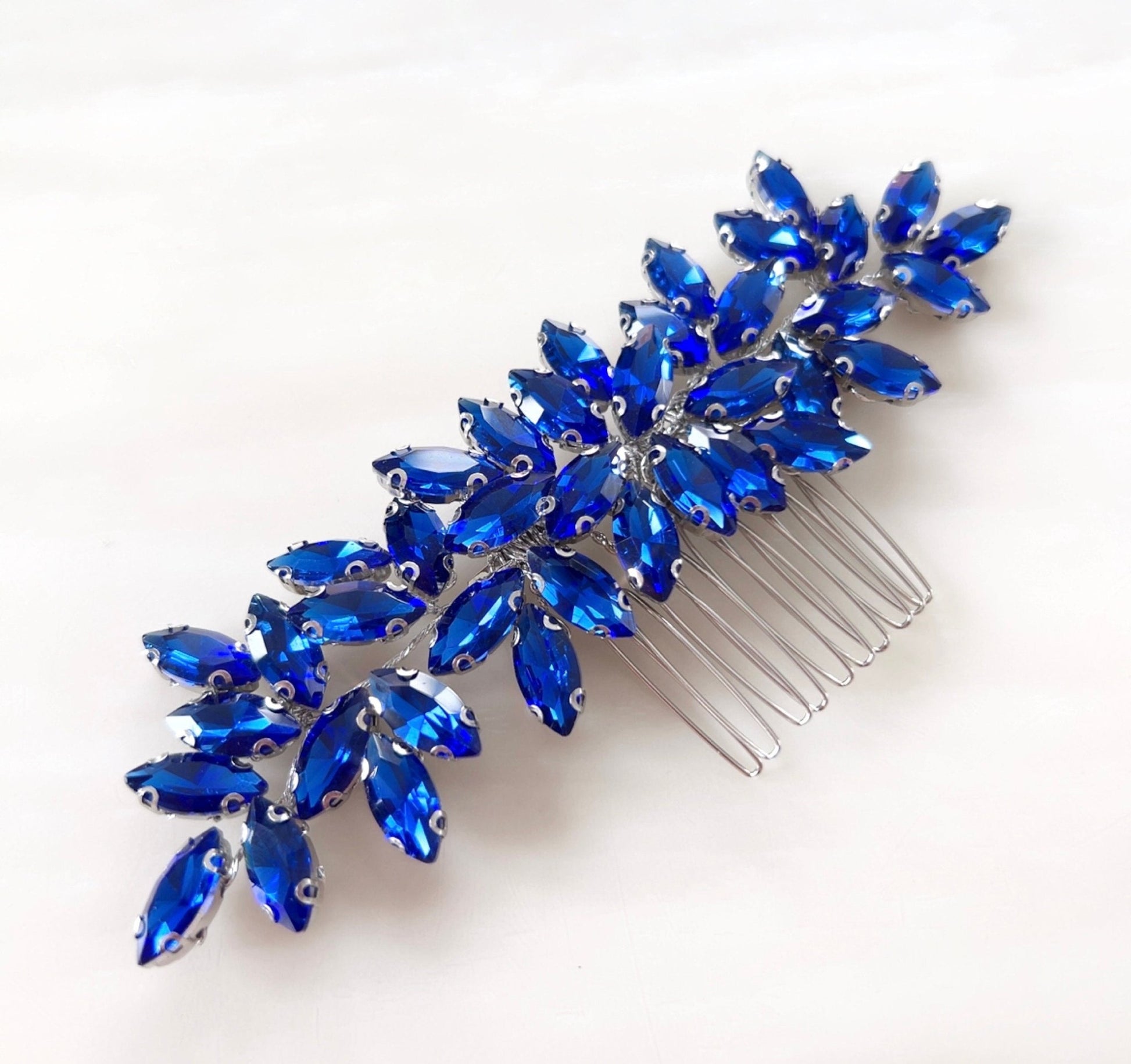 Enya royal blue crystal hair comb - Petal & Pearl