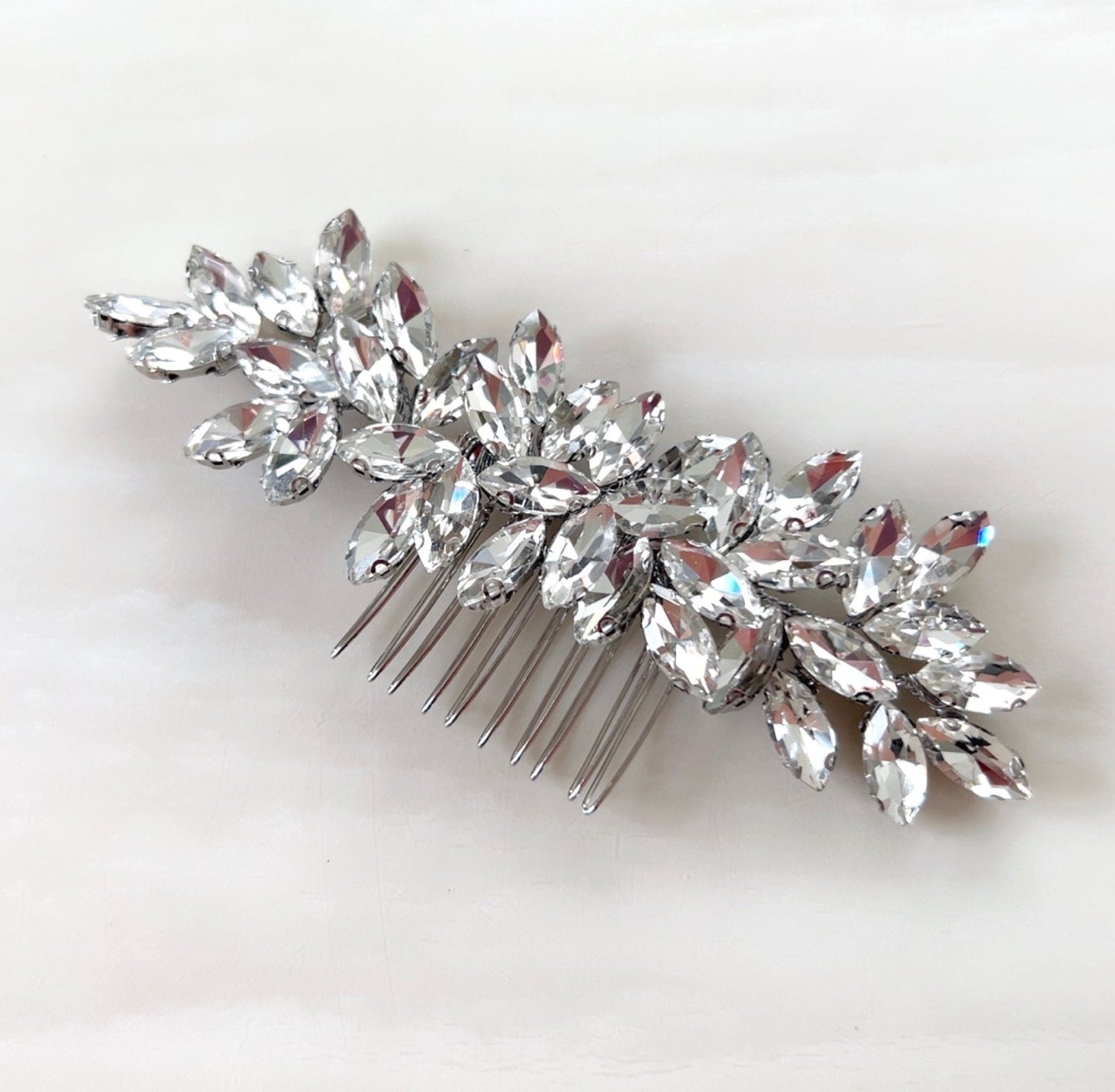 Enya silver crystal hair comb - Petal & Pearl