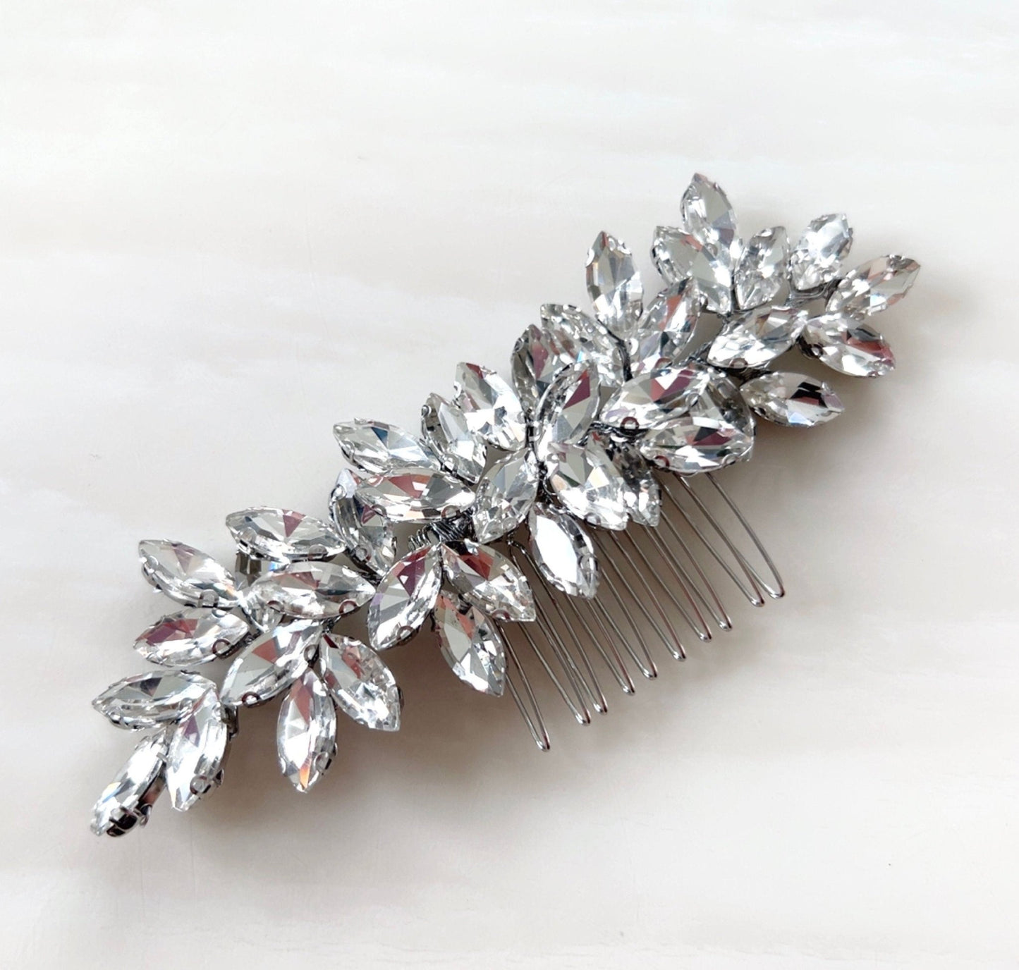 Enya silver crystal hair comb - Petal & Pearl